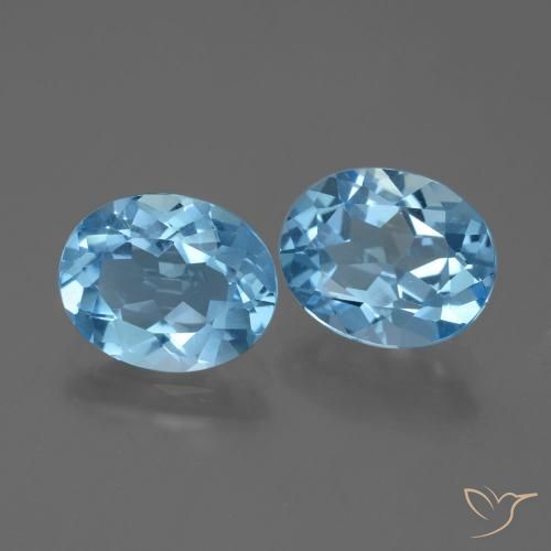 Gemas de Topacio Azul Suizo natural de 6.17 ct, Ovalada, VVS