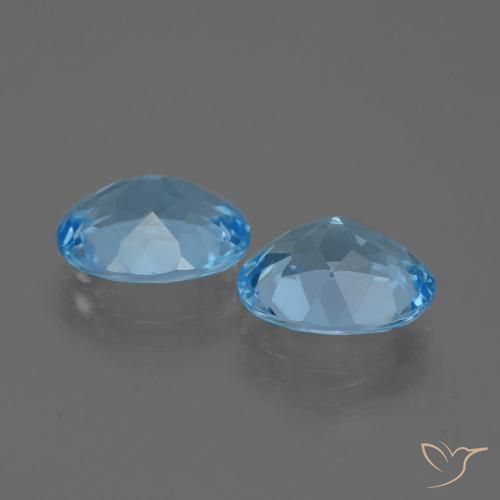Gemas de Topacio Azul Suizo natural de 6.17 ct, Ovalada, VVS