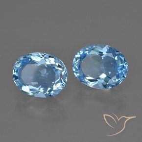 Gemas de Topacio Azul Cielo natural de 6.14 ct, Ovalada, VVS-VS