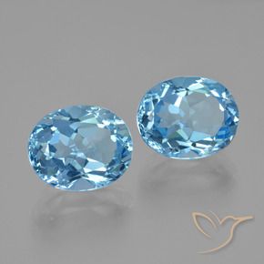 Gemas de Topacio Azul Cielo natural de 6.21 ct, Ovalada, VVS