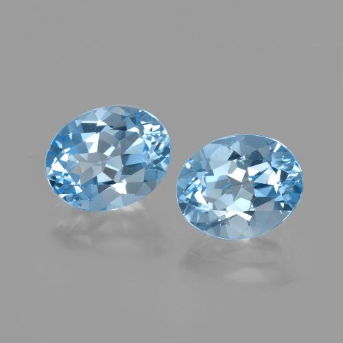Gemas de Topacio Azul Cielo natural de 7.05 ct, Corte Óvalo, VVS