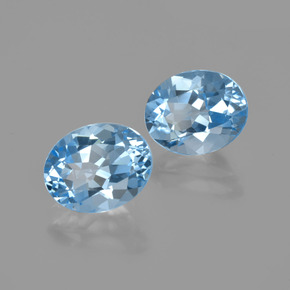 Gemas de Topacio Azul Cielo natural de 7.05 ct, Corte Óvalo, VVS