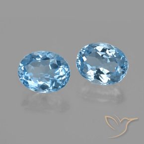 Gemas de Topacio Azul Cielo natural de 6.34 ct, Ovalada, VVS-VS