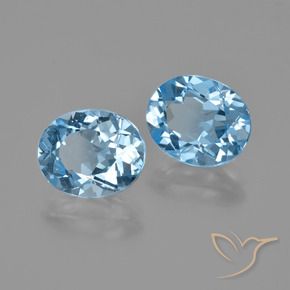 Gemas de Topacio Azul Suizo natural de 6.35 ct, Ovalada, VVS-VS