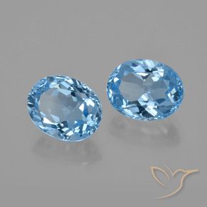 Gemas de Topacio Azul Cielo natural de 6.39 ct, Ovalada, VVS
