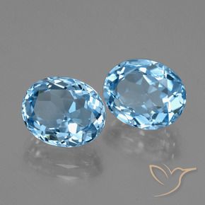 Gemas de Topacio Azul Cielo natural de 6.76 ct, Ovalada, VVS
