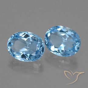 Gemas de Topacio Azul Cielo natural de 6.77 ct, Ovalada, VVS