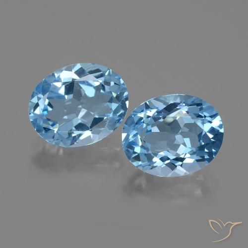 Gemas de Topacio Azul Suizo natural de 5.84 ct, Corte Óvalo, VVS