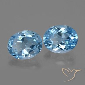 Gemas de Topacio Azul Suizo natural de 5.84 ct, Corte Óvalo, VVS