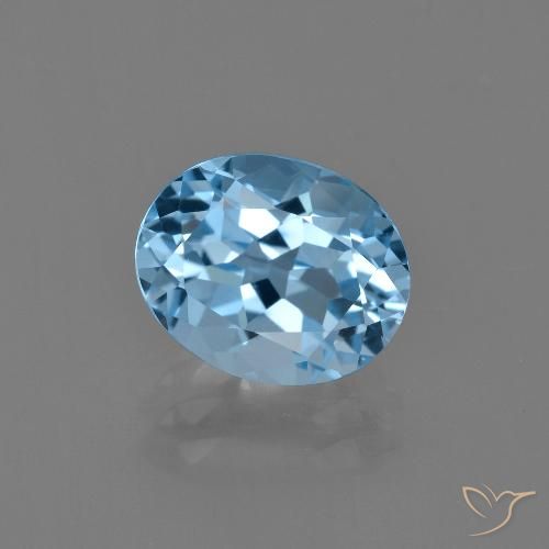 Topacio azul natural de 2,93 ct, corte óvalo, VVS