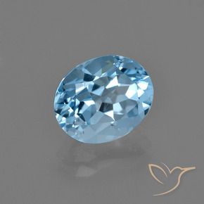Topacio azul natural de 2,93 ct, corte óvalo, VVS