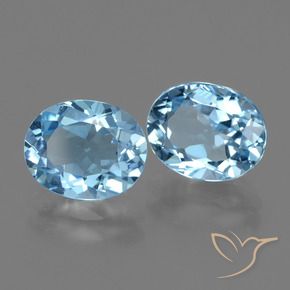 Gemas de Topacio Azul Cielo natural de 6.22 ct, Ovalada, VVS