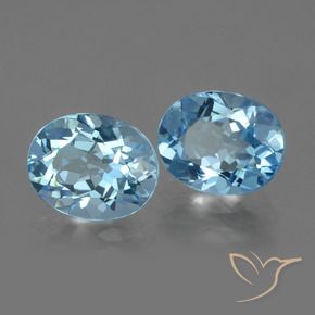 Gemas de Topacio Azul Cielo natural de 6.17 ct, Ovalada, VVS