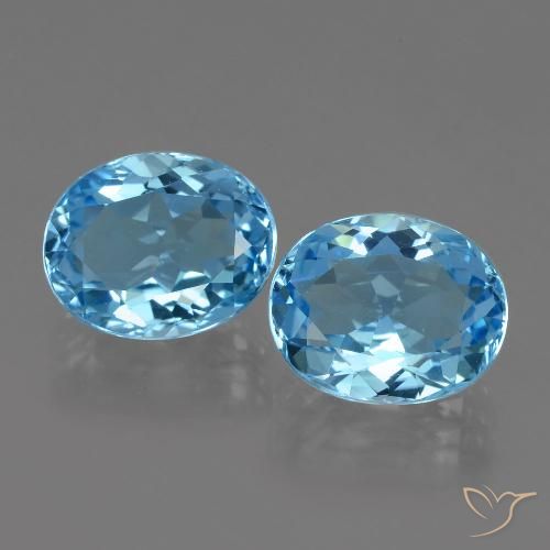 Gemas de Topacio Azul Suizo natural de 7.10 ct, Corte Óvalo, VVS-VS