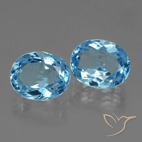 Gemas de Topacio Azul Suizo natural de 7.10 ct, Corte Óvalo, VVS-VS