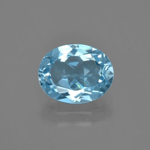 Topacio azul natural de 2,92 ct, corte óvalo, VS