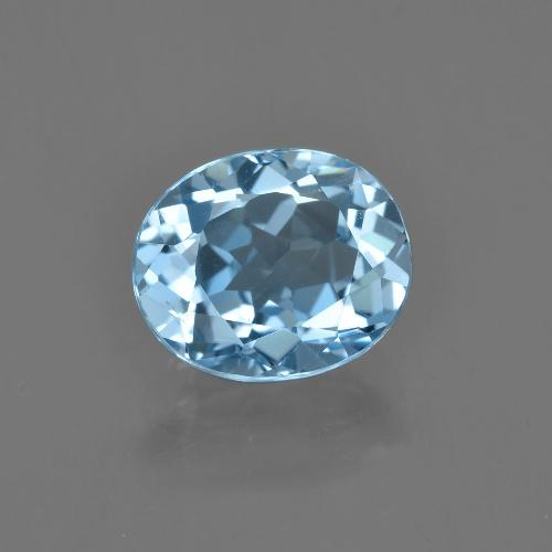 Topacio azul natural de 3,38 ct, corte óvalo, VS