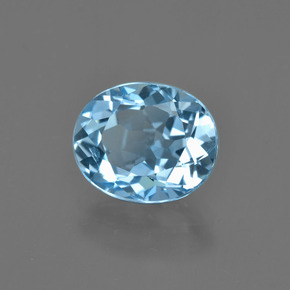 Topacio azul natural de 3,38 ct, corte óvalo, VS