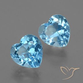 Gemas de Topacio Azul Suizo natural de 6.89 ct, Corazón, VVS-VS