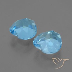 Gemas de Topacio Azul Suizo natural de 6.89 ct, Corazón, VVS-VS