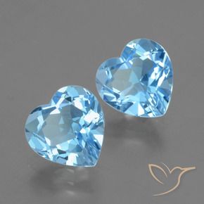 Gemas de Topacio Azul Cielo natural de 5.81 ct, Corazón, VVS