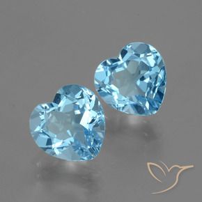 Gemas de Topacio Azul Suizo natural de 6.62 ct, Corazón, VVS-VS