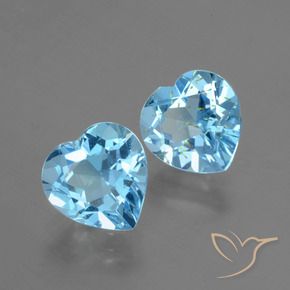 Gemas de Topacio Azul Cielo natural de 5.98 ct, Corazón, VS
