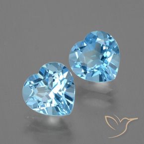 Gemas de Topacio Azul Cielo natural de 6.01 ct, Corazón, VVS