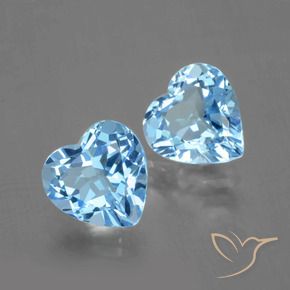 Gemas de Topacio Azul Cielo natural de 6.09 ct, Corazón, VVS-VS