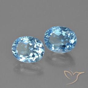 Gemas de Topacio Azul Suizo natural de 6.34 ct, Ovalada, VVS-VS