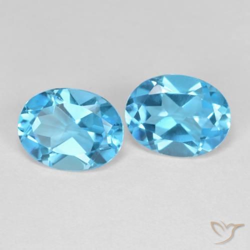 Gemas de Topacio Azul Suizo natural de 4.33 ct, Ovalada, VVS-VS