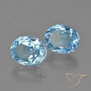 Gemas de Topacio Azul Cielo natural de 6.51 ct, Ovalada, VVS