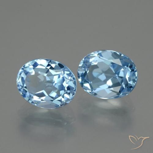 Gemas de Topacio Azul Suizo natural de 7.03 ct, Ovalada, VVS-VS
