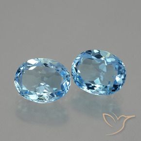 Gemas de Topacio Azul Suizo natural de 6.74 ct, Ovalada, VVS-VS