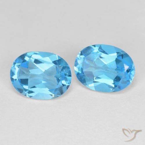 Gemas de Topacio Azul Suizo natural de 4.28 ct, Corte Óvalo, VVS-VS