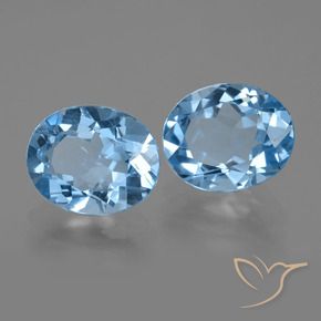 Gemas de Topacio Azul Suizo natural de 6.04 ct, Ovalada, VVS-VS