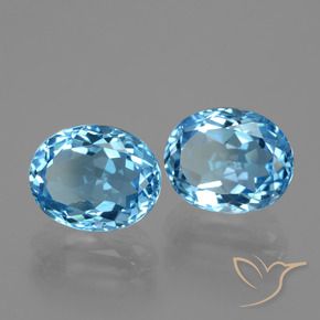 Gemas de Topacio Azul Cielo natural de 6.81 ct, Ovalada, VVS-VS
