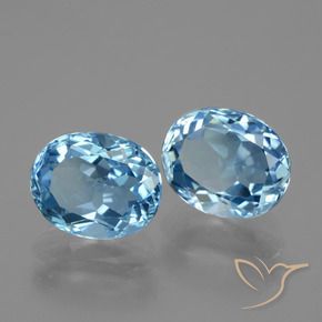 Gemas de Topacio Azul Cielo natural de 6.92 ct, Ovalada, VVS