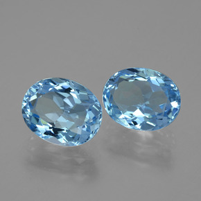 Gemas de Topacio Azul Cielo natural de 6.70 ct, Corte Óvalo, VVS-VS
