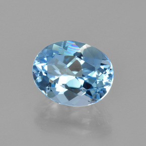 Topacio azul natural de 3,23 ct, corte óvalo, VVS
