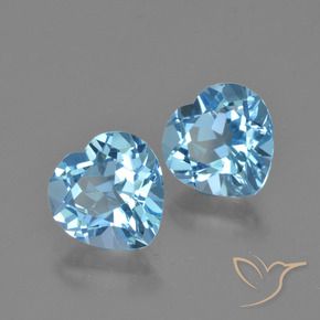Gemas de Topacio Azul Cielo natural de 5.90 ct, Corazón, VVS-VS