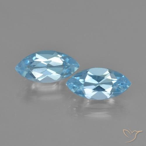 Gemas de topacio azul natural de 2,70 ct, marquesa, VVS-VS