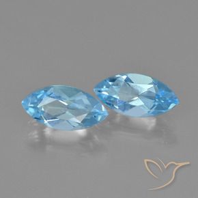 Gemas de topacio azul natural de 2,70 ct, marquesa, VVS-VS