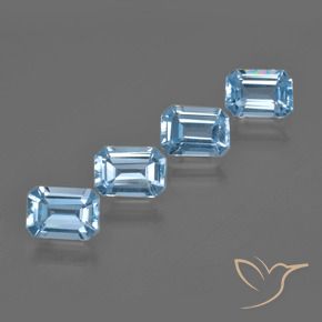 Gemas de Topacio Azul Suizo natural de 4.31 ct, Corte Octágono / Esmeralda, VVS-VS