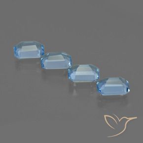 Gemas de Topacio Azul Suizo natural de 4.31 ct, Corte Octágono / Esmeralda, VVS-VS