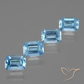 Gemas de Topacio Azul Cielo natural de 4.72 ct, Corte Octágono / Esmeralda, VVS-VS