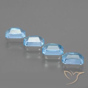 Gemas de Topacio Azul Cielo natural de 4.72 ct, Corte Octágono / Esmeralda, VVS-VS