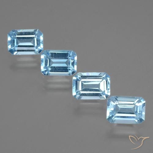 4.71ctw Natural Azul Cielo Topacio, corte esmeralda, VVS-VS