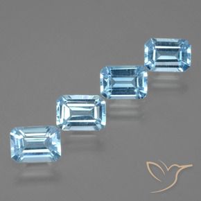 Gemas de Topacio Azul Cielo natural de 4.71 ct, Corte Octágono / Esmeralda, VVS-VS