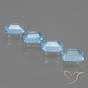 Gemas de Topacio Azul Cielo natural de 4.71 ct, Corte Octágono / Esmeralda, VVS-VS